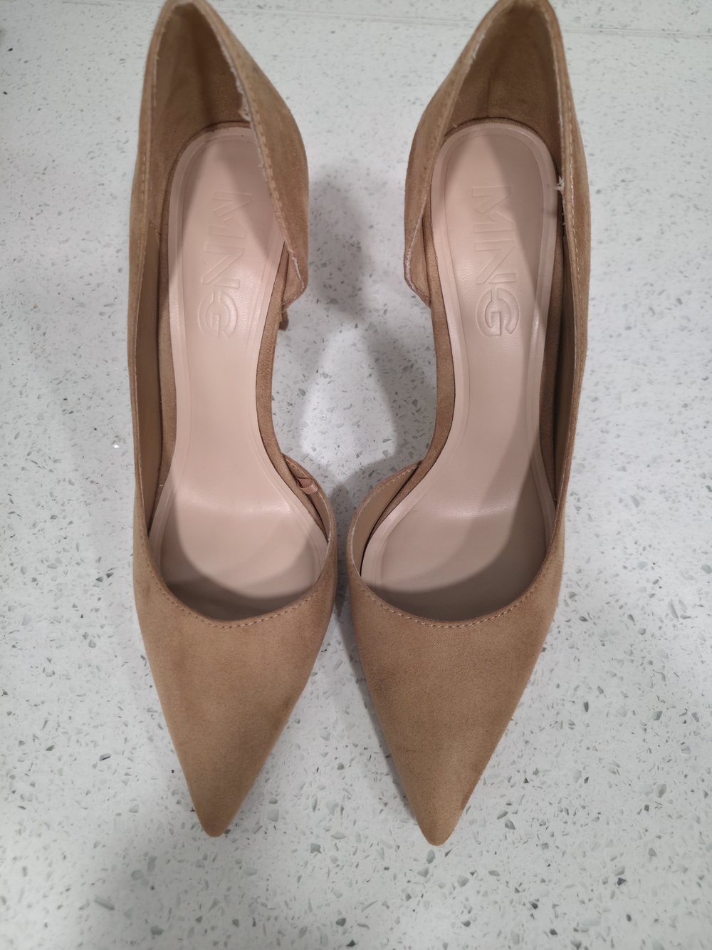 Mango.D'Orsay Pointed Toe Pumps in Tan by Ing